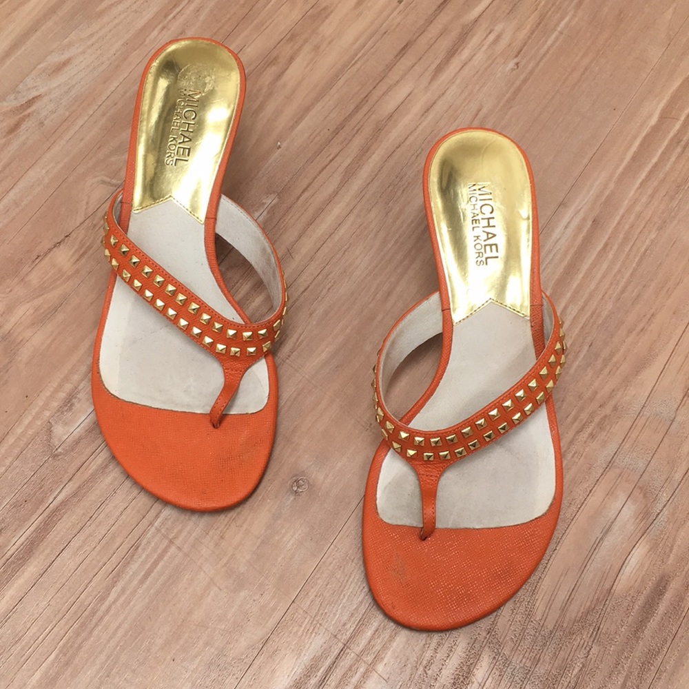 Michael Kors orange studded sandal heel